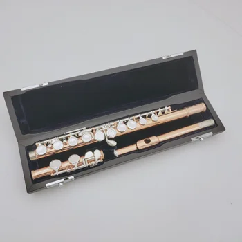 Skaista Zelta Laku Muramatsu Flauta Slēgts Caurumi Split E Zīmola 16 Taustiņu Mūzikas Instruments-Flauta Ar Lietā