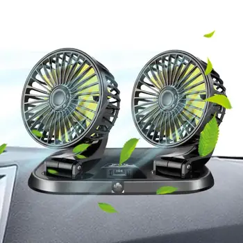 Regulējams Automašīnas Ventilators 360 Grādu Grozāms Dual Head 12V/24V Regulējams Transportlīdzekļa USB Ventilators Dzesēšanas Ventilators Enerģijas Taupīšanas Auto Piederumi