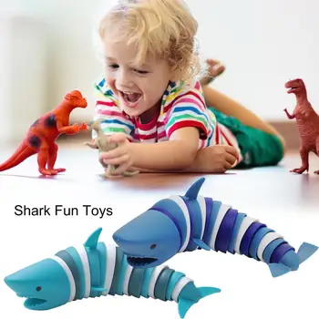 Okeāna Haizivs Izspiest Fidget Rotaļlietas Šarnīrveida Stim Rotaļlietas Anti-stresa Elastīgu Karikatūra Haizivs Plēksne Fidget Maņu Rotaļlietas Bērniem Funny D