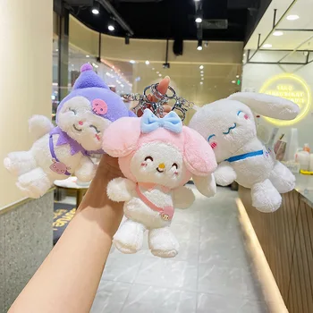 Sanrio Plīša Rotaļlietas Cinnamoroll Kuromi Manu Melodiju Anime Gudrs Plushie Keychain Kulons Karikatūra Pildījumu Rotaļlieta Bērniem, Meitenēm, Dāvanu